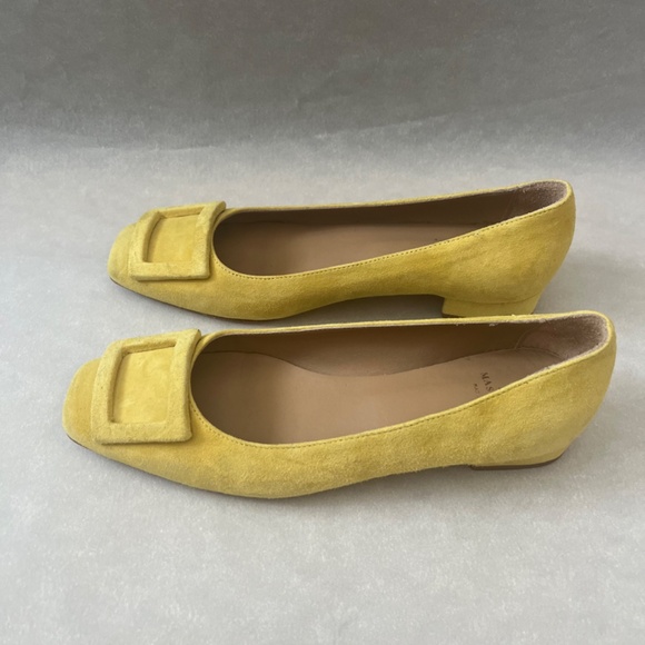 Ann Mashburn Chic Suede Buckle Cushioned Casual Shoe Flats in Citron Yellow 7.5 - Picture 7 of 13